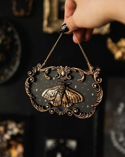Moonlit Wings Ornate Moth Wall Hanging/Gothic Decor, Celestial Plaque, Gold Or Silver Art, Gallery Gap Filler - image 1