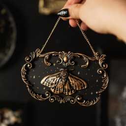 Moonlit Wings Ornate Moth Wall Hanging/Gothic Decor, Celestial Plaque, Gold Or Silver Art, Gallery Gap Filler - thumbnail 4
