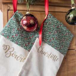 Personalised Christmas Stocking, Joyous Juniper Holly Liberty Fabric, Traditional Family Heirloom, Luxury Stockings - thumbnail 4