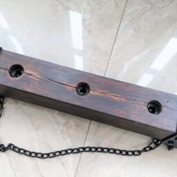 Rustic Oak Beam Chandelier 5-Bulb Farmhouse Ceiling Light - thumbnail 3