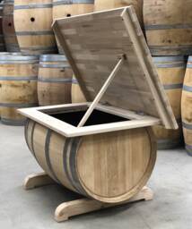 Wine Barrel Chest Coffee Table Foldable Oiled - thumbnail 1