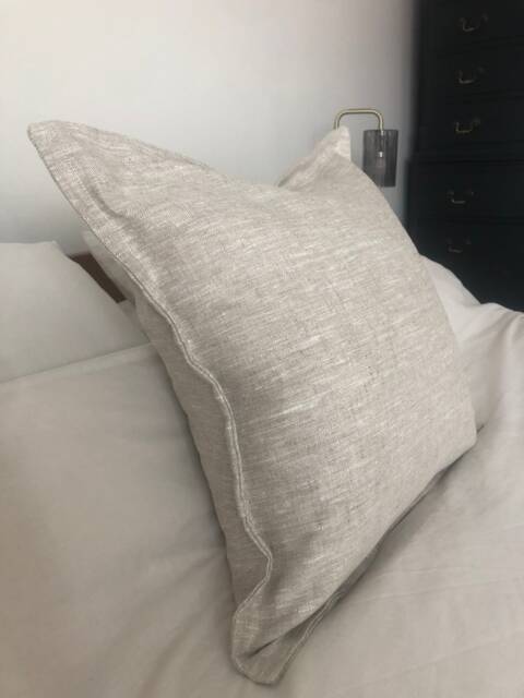 French Linen Pillow Cover, Farmhouse Neutral Cushion, Vintage Decor - image 1