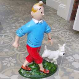 "Large Heavy Cast Iron "" Tintin & Snowy Doorstop Ornament 34cm Or 13 1/4" - thumbnail 2