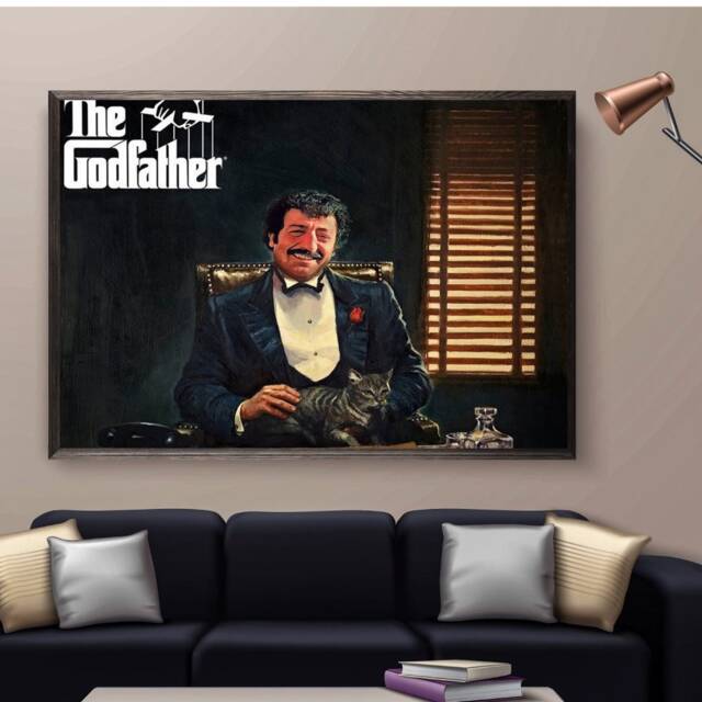 Godfather Portrait Custom Painting From Photo For Dad, Personalized Fabric Wall Art Special Designed Gift - image 1