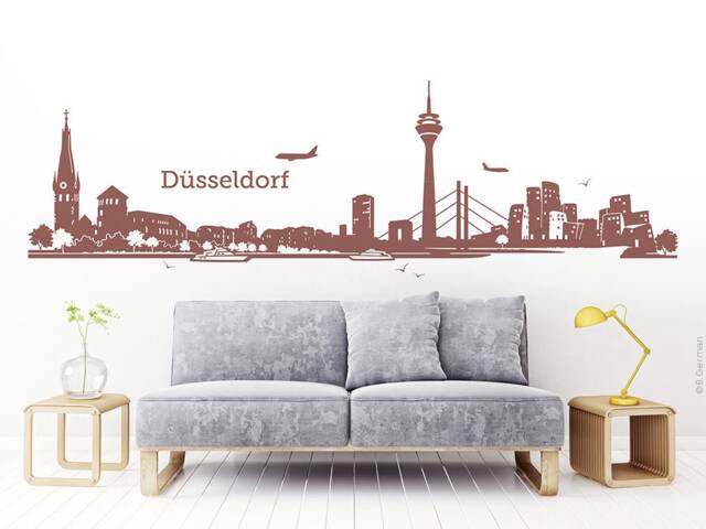 Wall Sticker Skyline D??sseldorf City Panorama Silhouette Wall Decal Tattoo - W122B - image 1