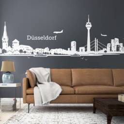 Wall Sticker Skyline D??sseldorf City Panorama Silhouette Wall Decal Tattoo - W122B - thumbnail 4
