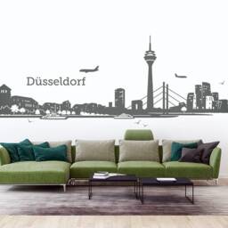 Wall Sticker Skyline D??sseldorf City Panorama Silhouette Wall Decal Tattoo - W122B - thumbnail 2