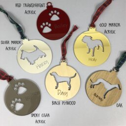 Personalised Wood Dog Christmas Bauble Pet Memorial Ornament, Different Materials & Breeds Available - thumbnail 2