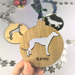 Personalised Wood Dog Christmas Bauble Pet Memorial Ornament, Different Materials & Breeds Available