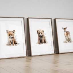 Choose Your Own Woodland Forest Animal Fox Bunny Racoon Bear Deer Hedgehog Boys Girls A4 Or A3 Nursery Set Of Unframed Prints - thumbnail 3