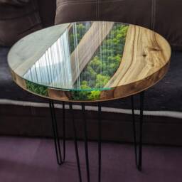 Walnut Coffee Table Round Scandinavian Moss Table - thumbnail 3