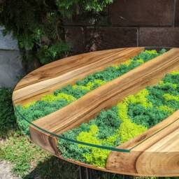 Walnut Coffee Table Round Scandinavian Moss Table - thumbnail 2