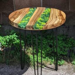 Walnut Coffee Table Round Scandinavian Moss Table - thumbnail 4