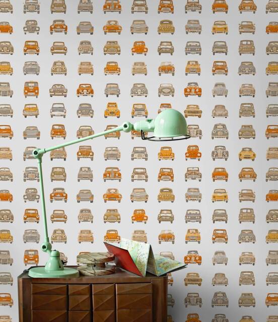 Kids Vintage Cars Playroom Wallpaper, Fun Race Toddler Wallpaper For Baby Boys, Nursery Removable Wall Mural - image 1