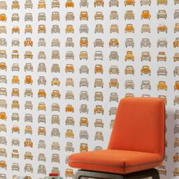 Kids Vintage Cars Playroom Wallpaper, Fun Race Toddler Wallpaper For Baby Boys, Nursery Removable Wall Mural - thumbnail 2
