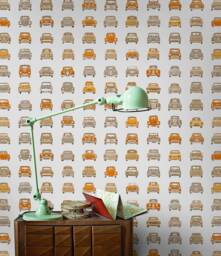 Kids Vintage Cars Playroom Wallpaper, Fun Race Toddler Wallpaper For Baby Boys, Nursery Removable Wall Mural - thumbnail 1