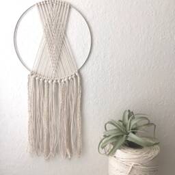 Criss Cross Tassel Macram?? Wall Hanging // Dreamcatcher Bedroom Art Office Decor Bohemian Minimalist Weaving - thumbnail 1