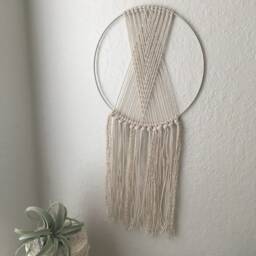 Criss Cross Tassel Macram?? Wall Hanging // Dreamcatcher Bedroom Art Office Decor Bohemian Minimalist Weaving - thumbnail 2