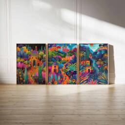 Set Of 3 Mexico Posters, Trave Prints, Art, Botanical Decor, Floral Latin America Wall North American Travel Print - thumbnail 2