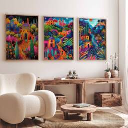 Set Of 3 Mexico Posters, Trave Prints, Art, Botanical Decor, Floral Latin America Wall North American Travel Print - thumbnail 3