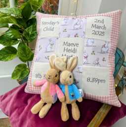 Personalised Bunny Memory Cushion - Newborn Baby Gift, Woodland Nursery - thumbnail 1