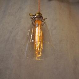 Vintage Industrial Steel Tubular Glass Pendant Light - Machine Age Minimalist Bare Bulb Hanging Lamp, Flat Shade - thumbnail 3