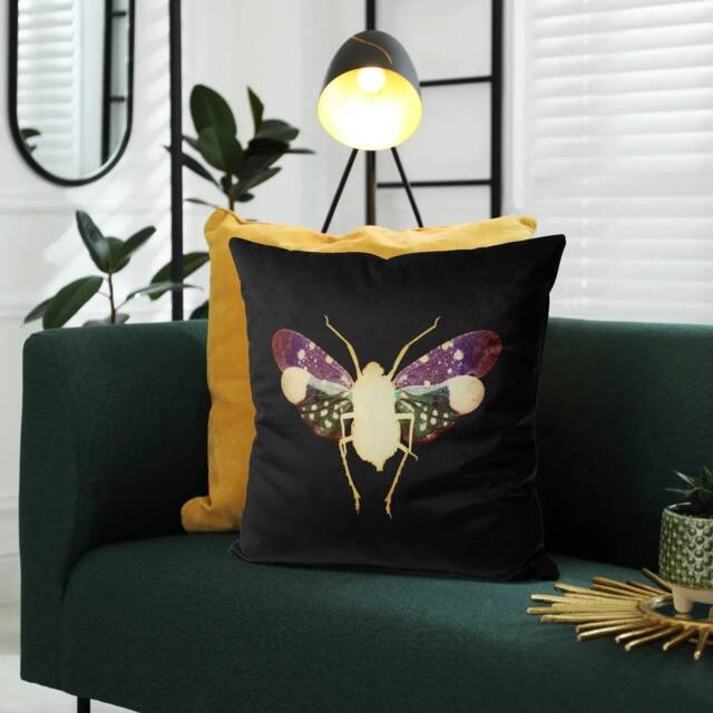 Purple Insect Cushion, Whimsical Decor, Handmade Housewarming Gift, Home Decor Pillow For Bedroom, Couch, Or Sofa. Decorative Cushions - image 1