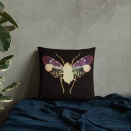 Purple Insect Cushion, Whimsical Decor, Handmade Housewarming Gift, Home Decor Pillow For Bedroom, Couch, Or Sofa. Decorative Cushions - thumbnail 3