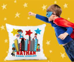 Superhero Baby Pillow-Baby Pillow-Birth Announcement-Nursery Decor-Baby Pillow-Personalized Pillow-New Baby-Birth Stats-Superhero-Comics - thumbnail 1