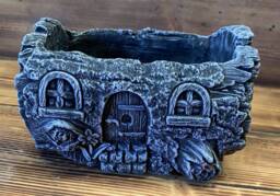 stone Garden Tree House Log Planter Plant Pot Ornament - thumbnail 1
