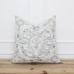 Neutral Medallion Pillow Cover Farmhouse Traditional Modern Throw Lumbar - Olivia - thumbnail 1