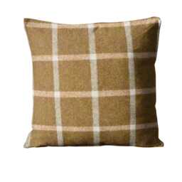 Abraham Moon. Reflection, Camel, 100% Wool Plaid, Checked Cushion Cover - thumbnail 1