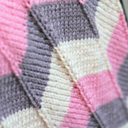Handknit Chevron Baby Blanket Purple, Pink & Cream - Custom Colors - thumbnail 3