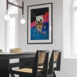 Takashi Murakami Kawaii Bear in Space Print, Colorful Pop Art, Unique Japanese Modern Collectible Wall Decor, Hypebeast Print - thumbnail 2