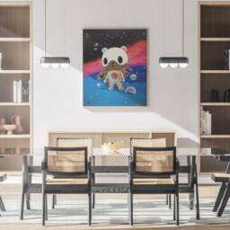 Takashi Murakami Kawaii Bear in Space Print, Colorful Pop Art, Unique Japanese Modern Collectible Wall Decor, Hypebeast Print - thumbnail 3