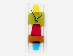 Mid Mod Fused Glass Wall Clock, Mid-Century Inspired Timepiece, Colorful Decor