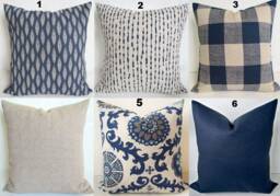 Denim Pillows Navy Blue Throw Pillow Covers Dark Tan Decorative Pillows Pillows .all Sizes. 18x18 16 20 Medallion - thumbnail 1