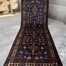 3'2x9'6 Baluchi Runner Rug - Hand-Tufted Wool Tribal , Timeless Oriental Beauty, Boho Floral Design Kitchen Hallway - thumbnail 3