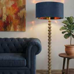 Handmade By Order Luxury Graphite Dark Grey Velvet & Autumn Leaves Pattern Drum Lamp Shade Pendant Light All Shapes Sizes - thumbnail 2