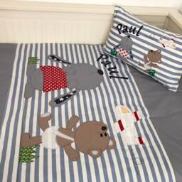 Baby/ Children Patchwork Blanket Bedspread Baby Blue/Gray 135x100cm - thumbnail 2