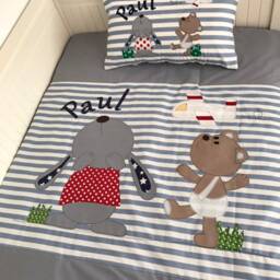 Baby/ Children Patchwork Blanket Bedspread Baby Blue/Gray 135x100cm - thumbnail 3