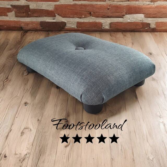 Duck Egg Blue Footstool Handmade Upholstered Ottoman, 10cm Height, L - image 1
