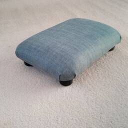 Duck Egg Blue Footstool Handmade Upholstered Ottoman, 10cm Height, L - thumbnail 2