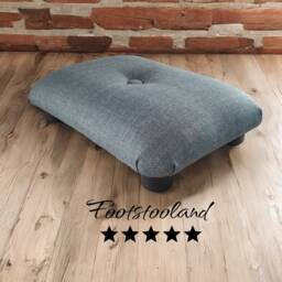 Duck Egg Blue Footstool Handmade Upholstered Ottoman, 10cm Height, L - thumbnail 1