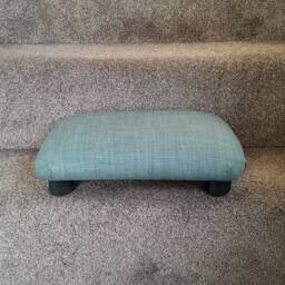 Duck Egg Blue Footstool Handmade Upholstered Ottoman, 10cm Height, L - thumbnail 4
