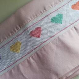 Cross Stitch Sheet Set, Baby Girl Sheet For Crib Bed, Customized Baby Bed Set, Cross Stitch, Handmade Item, Embroidered Article, Crib Bedding, Pink - thumbnail 2
