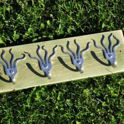 Mini Funky Fork Hooks Jewelry Or Key Rack in Any Color Made With Recycled Silverware - thumbnail 2