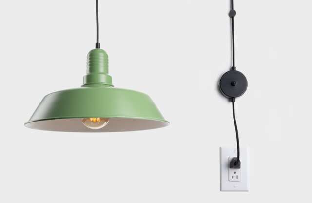 Emil Minimalist Plug-In Pendant Lamp Shade With On/Off Switch Green - image 1