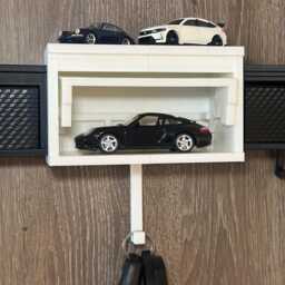 xl Garage Key Holder For Hot Wheels - Carbon Fibre Look Wall-Mounted, Fits 143 Scale Car, 3D Printed Gift Him, Decor, Man Gifts - thumbnail 1