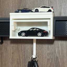 xl Garage Key Holder For Hot Wheels - Carbon Fibre Look Wall-Mounted, Fits 143 Scale Car, 3D Printed Gift Him, Decor, Man Gifts - thumbnail 3
